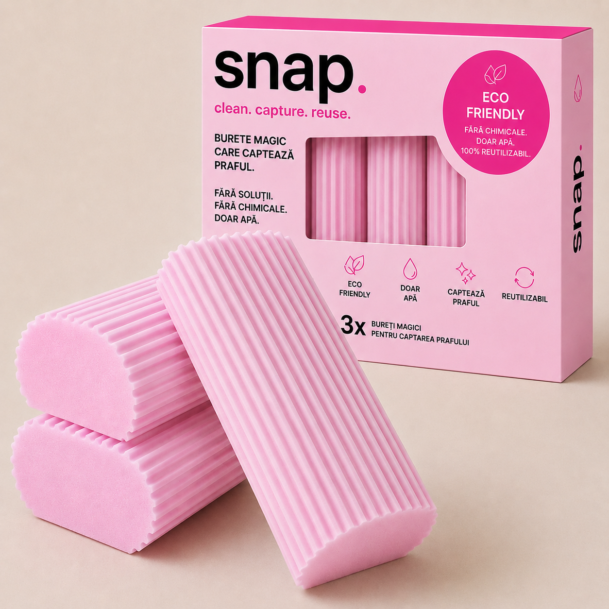 Burete Magic Anti-Praf din Microfibră – Set 3 Bureți