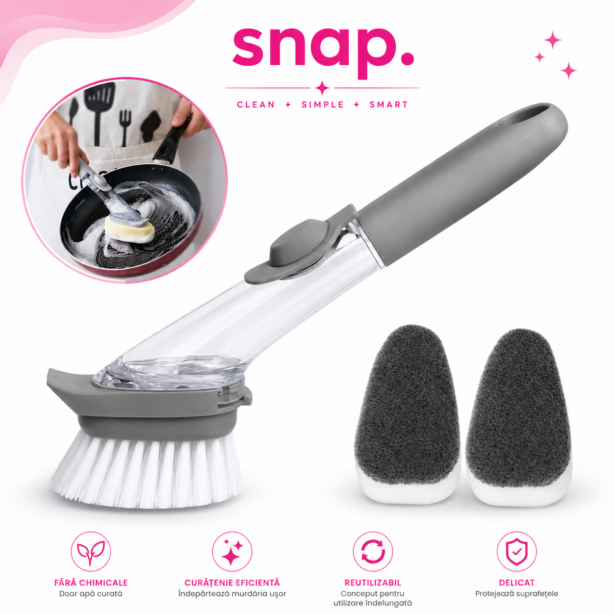 Dish Wand Pro – Peria Inteligentă cu Detergent Încorporat